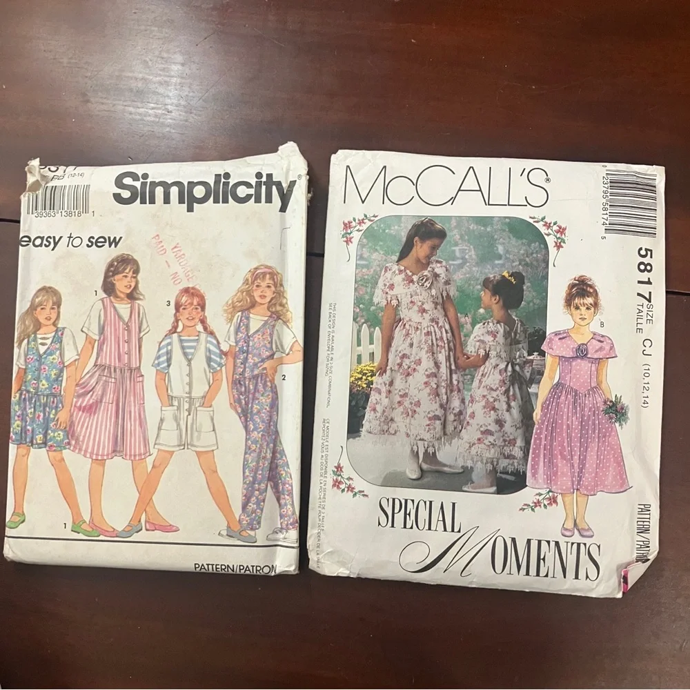 Lot of 8 Vintage 1980s-90s Kids Girl's Sewing Patterns Simplicity, Butterick